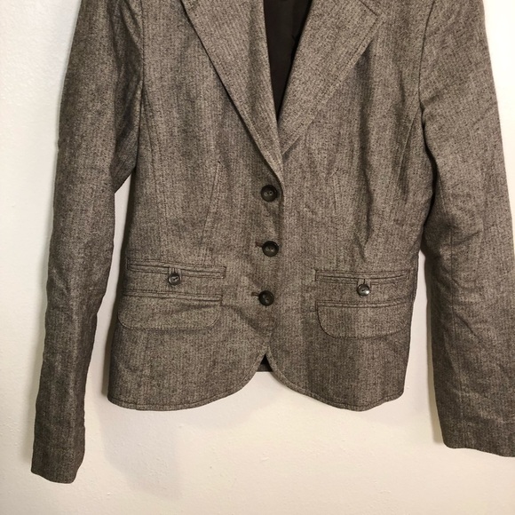 s.Oliver Blazer Brown White Chevron 3 Button - Picture 3 of 11